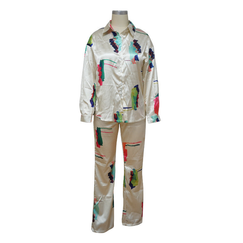 Women Homewear Long Sleeve Printed Two-piece Set 10