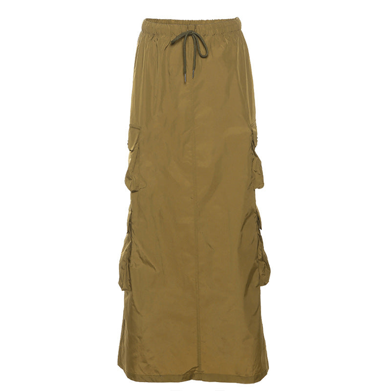 Autumn Women's Clothing Zipper Slim Long Sleeve Crop Jacket Cargo Skirt Two Piece Set 8