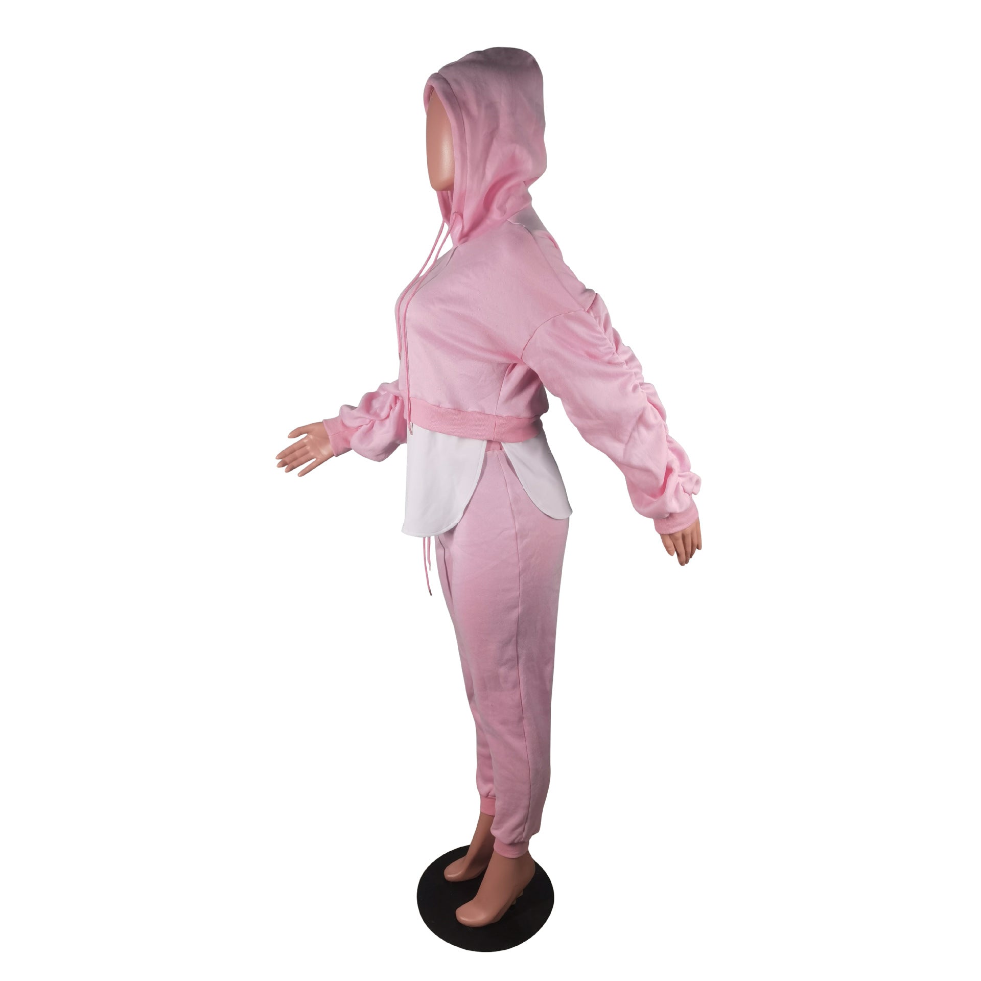 Women Casual Fall/Winter Patchwork Hoodies and Pant Two-piece Set 17