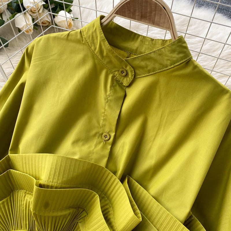 Long Sleeves Slim Waist Ruffled Blouse 6