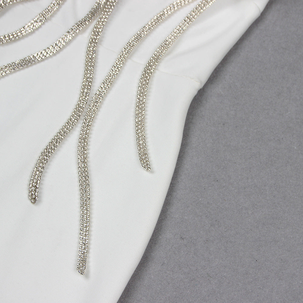 Women Flower Chain Strapless Dress 9