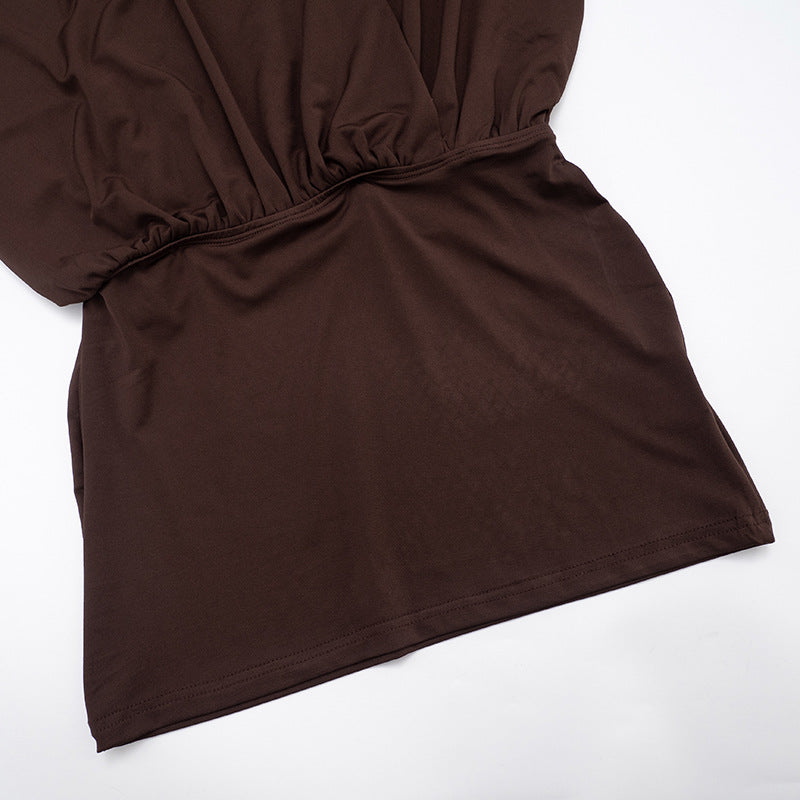 Women's Autumn Street Sexy Deep V Bat Sleeves Long Sleeve Dress 38