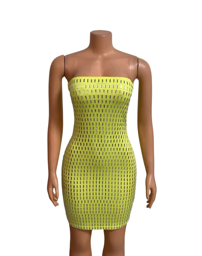Women Beaded Sexy Backless Bodycon Dress 9
