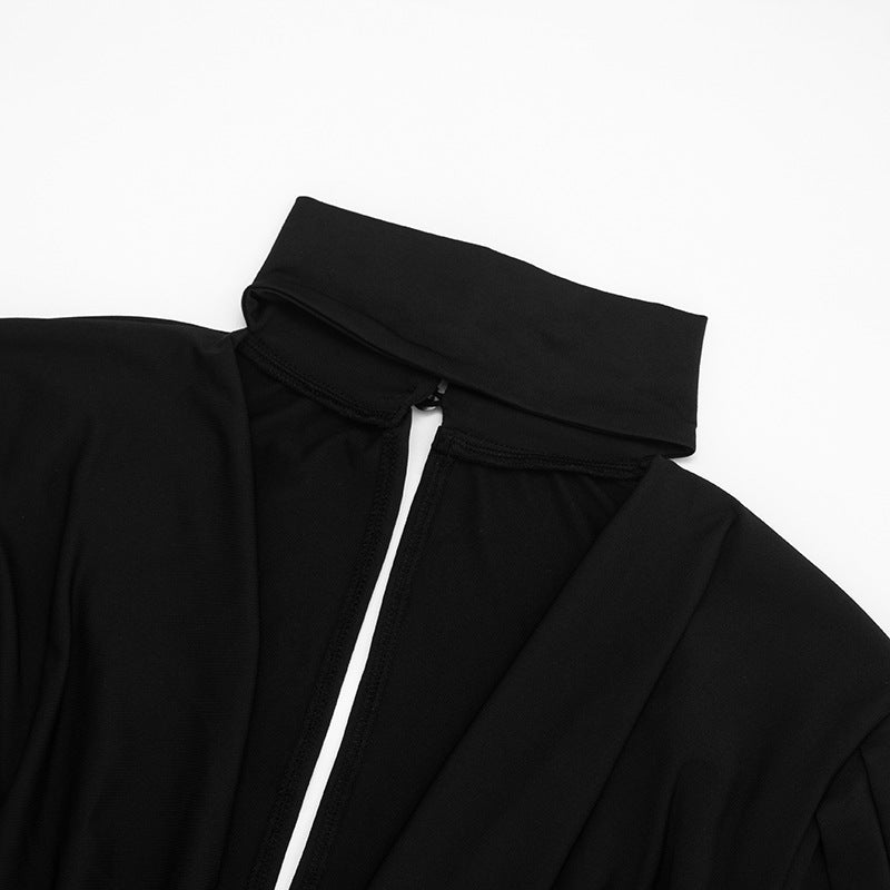 Women Fall Solid Casual V-Neck Long-Sleeved Top and Mini Skirt Two-Piece Set 33