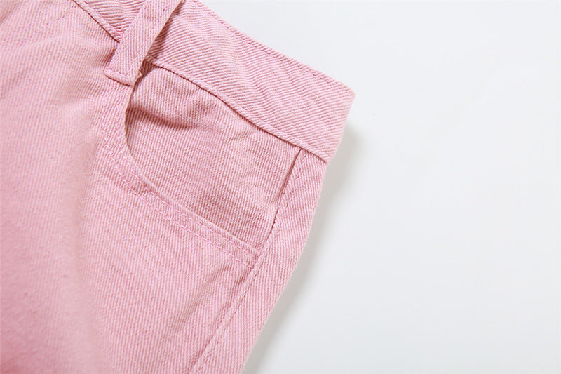 Autumn Women's Patchwork Contrast Color High Waisted Loose Casual Denim Pants For Women 15