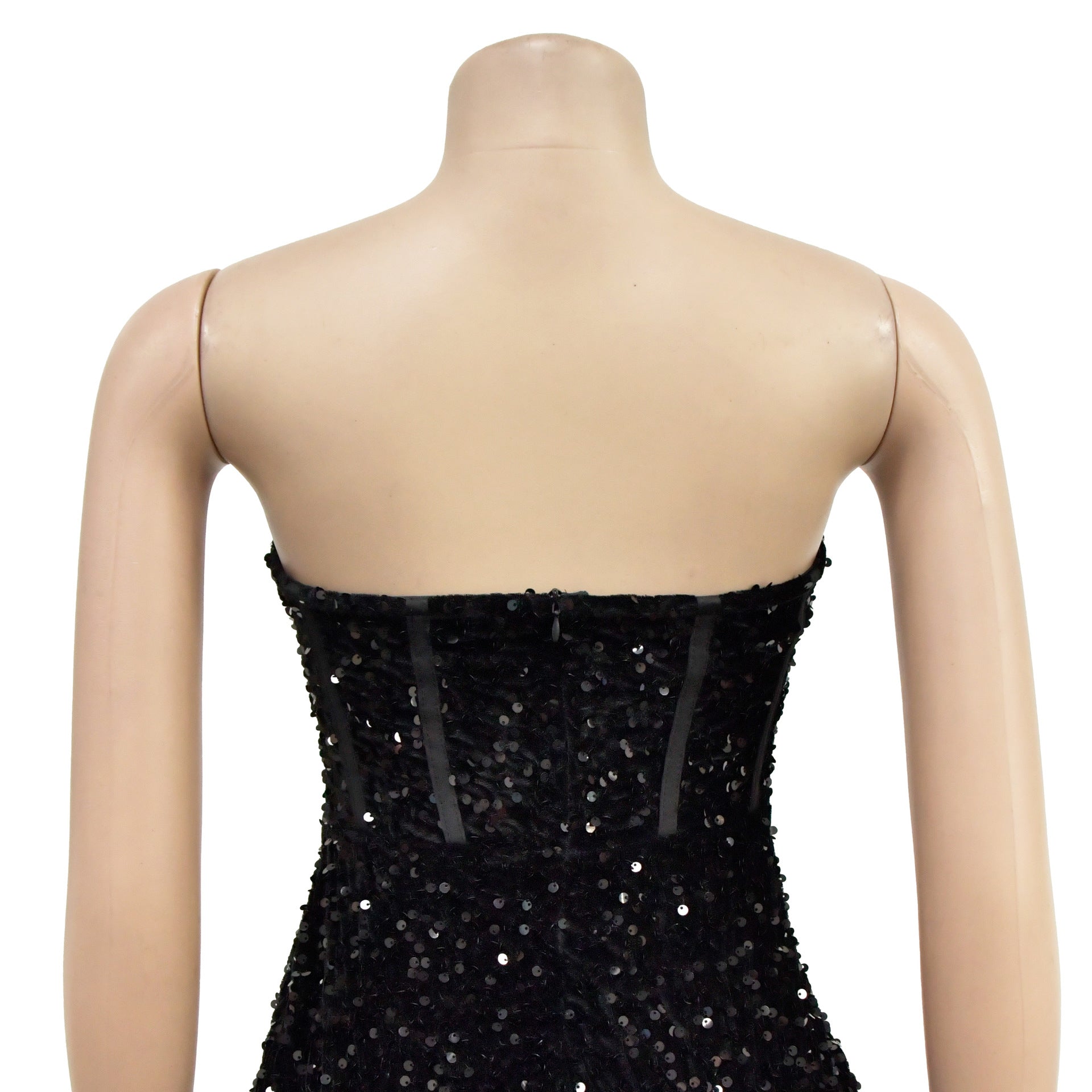 Fashionable Women's Solid Color Sequin Sleeveless Low Back Long Dress（customized,MOQ 6pcs/size/color,process time 7-10 days） 10