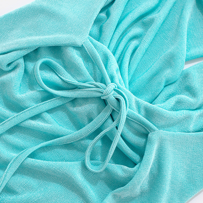 Women V Neck Halter Neck Lace Backless Top and Skirt two-piece suit 25