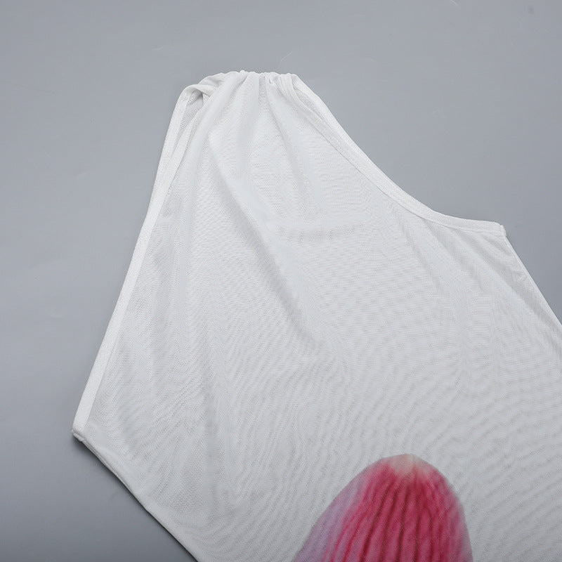 Women Mesh Slash Shoulder Bodycon Maxi Dress 12