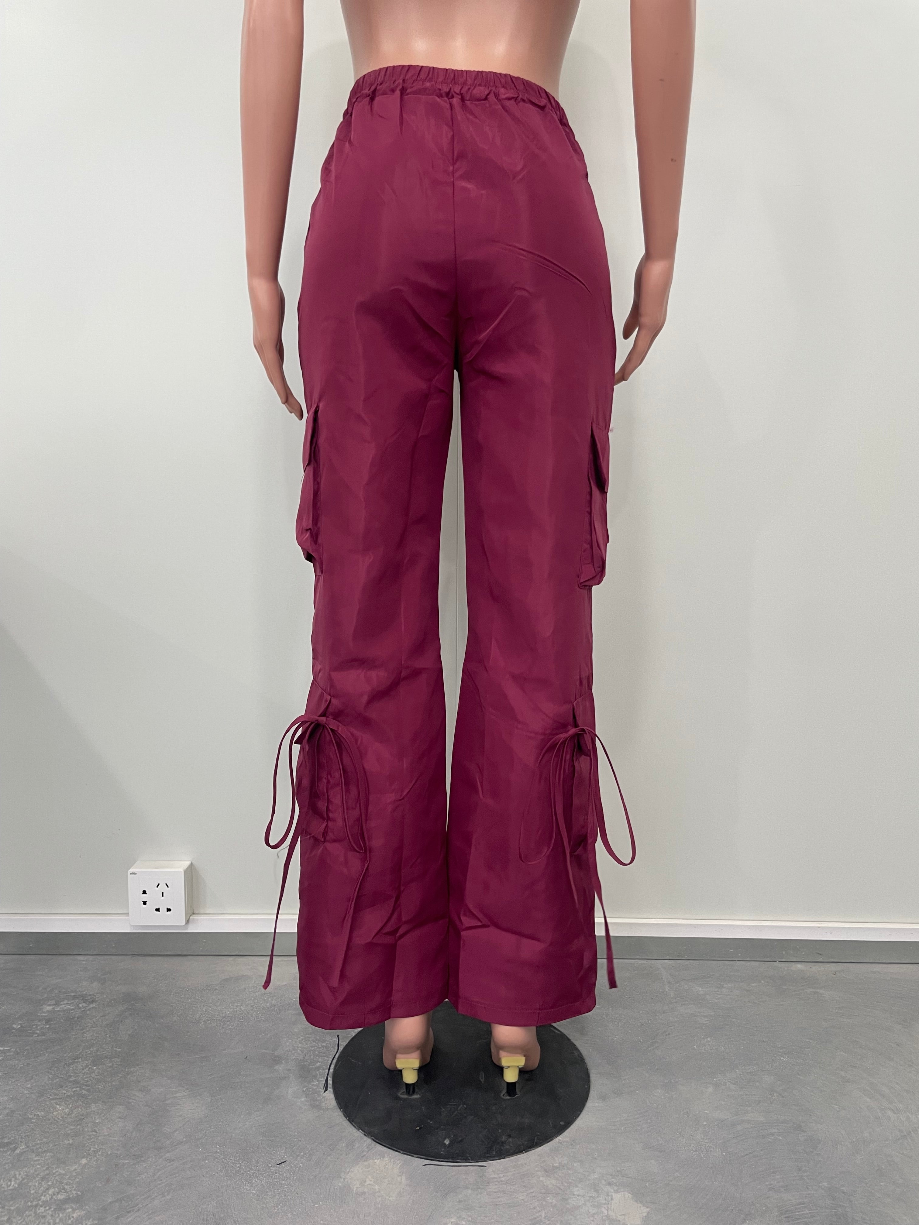 Women's Zip Lace-Up Solid Green Casual Trousers 13