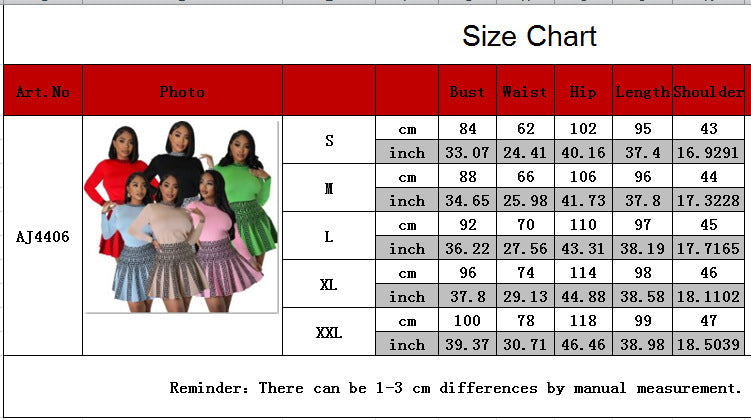 Fashionable Round Neck long-sleeved Knitting pleated dress for women 17