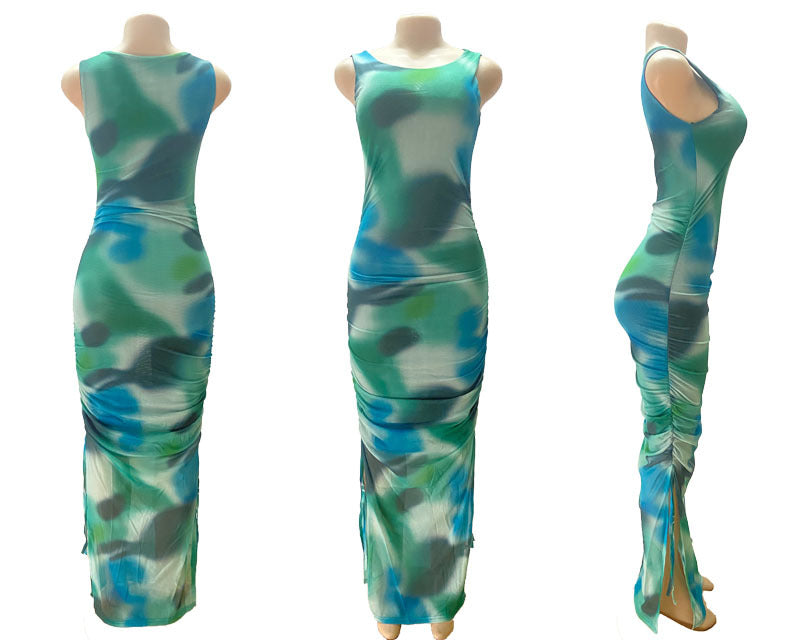 Women Mesh Print Beach Dress 15