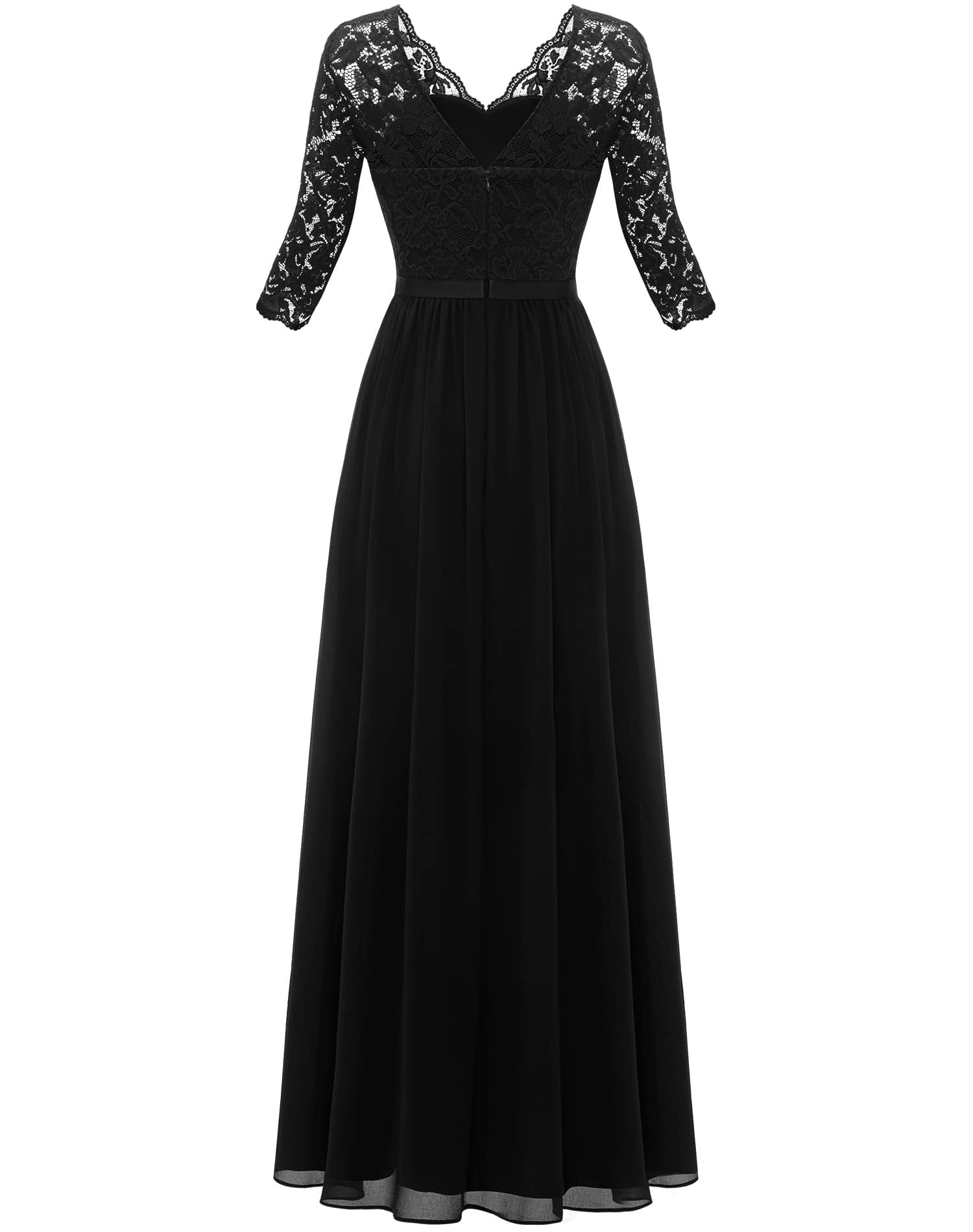 Elegant Lace Patchwork Long Slim Waist Elegant Gown Dress 33