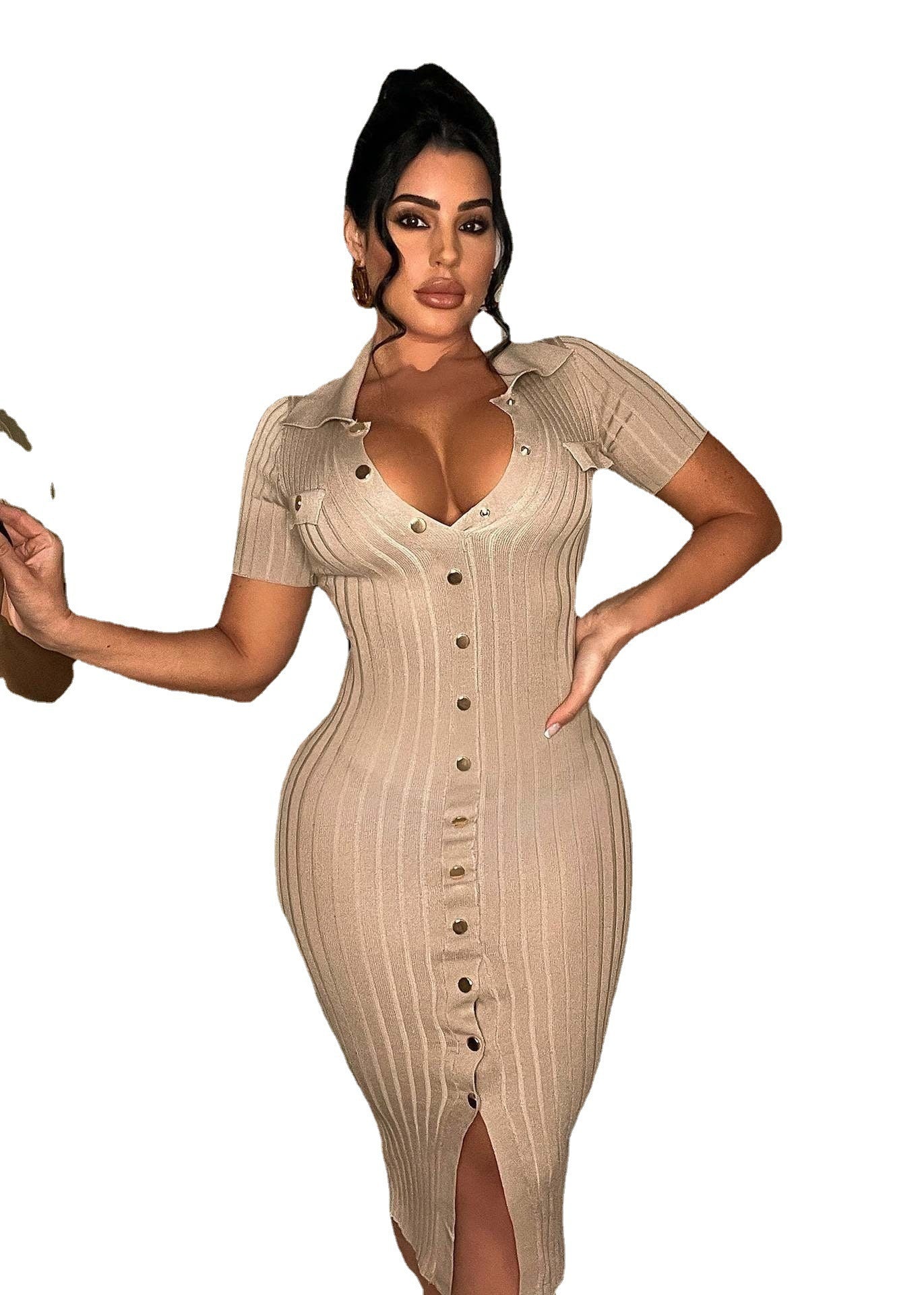 Women's Long Tassel Stretch Knitting Wide Ribbed Dress 8