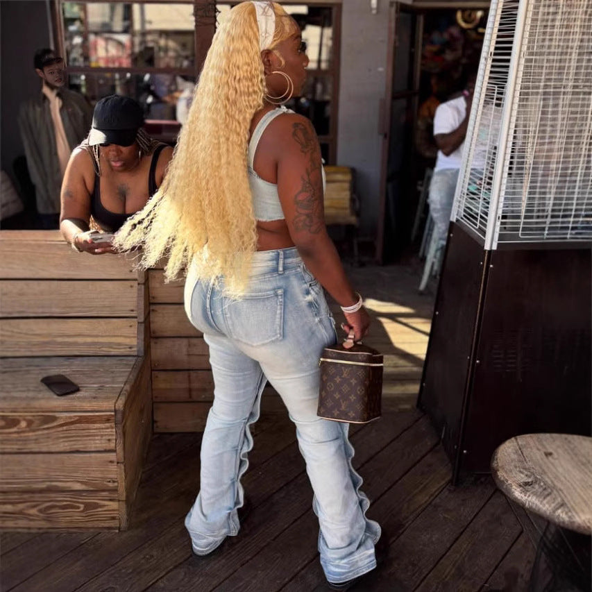 Women street Cargo Denim Pants 3