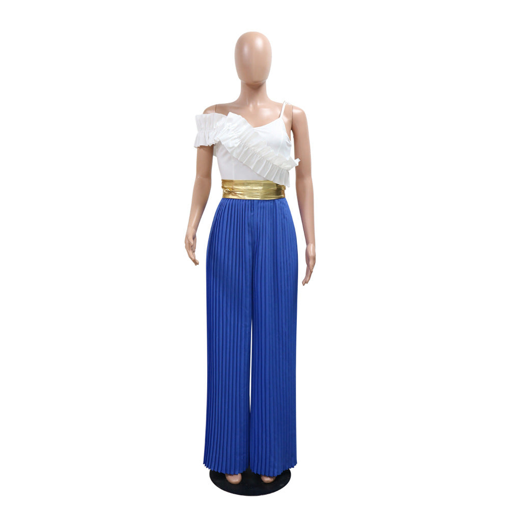 Women Casual Sleeveless Long-sleeved Wide-leg Jumpsuit 13