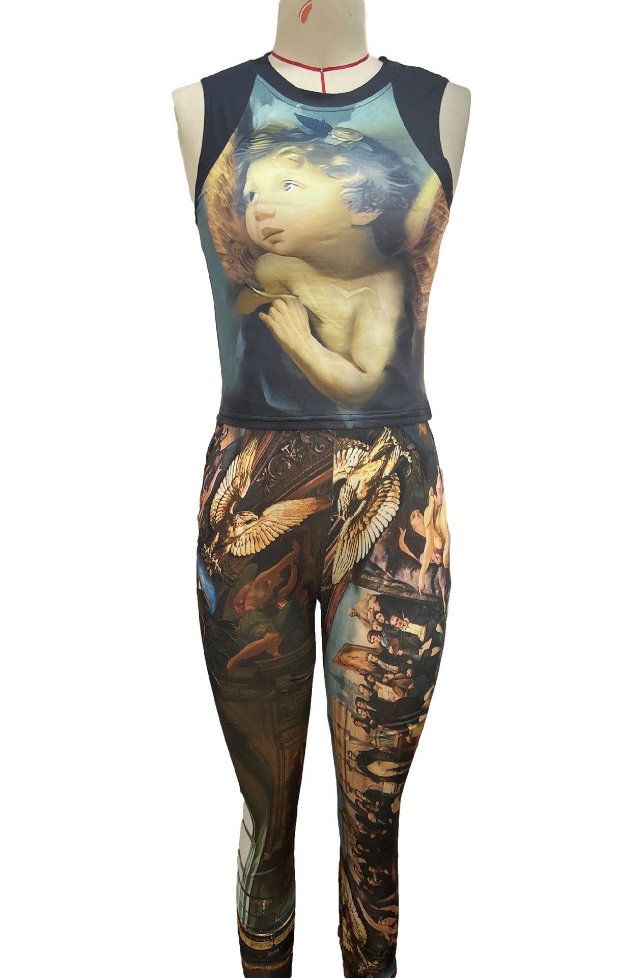 Fashion Print Sleeveless Slim Two Piece Set 8