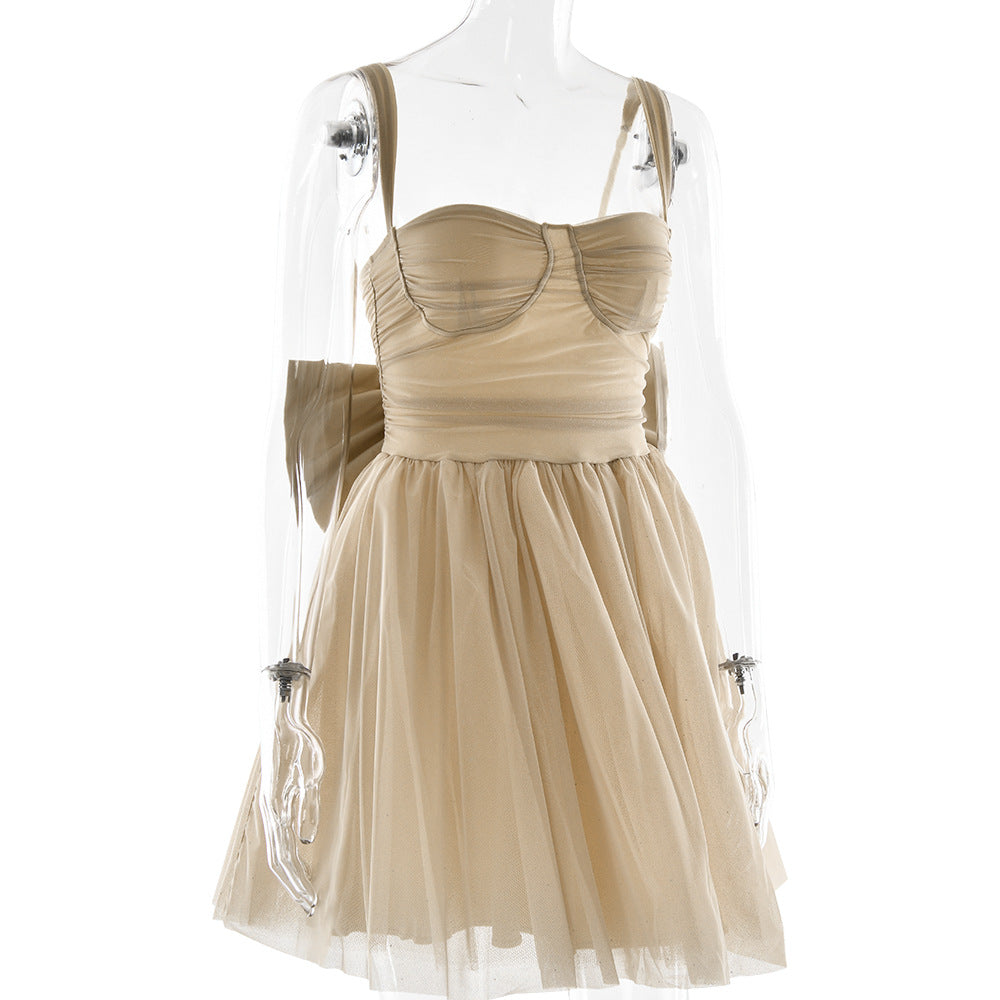 Spring Sexy Mesh Patchwork Off Shoulder Strapless Dress 8