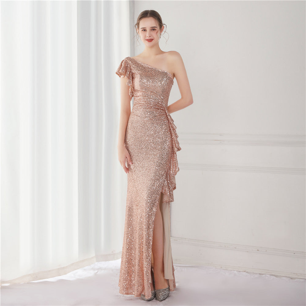 Summer Elegant One Shoulder Slit Cocktail Evening Dress 16