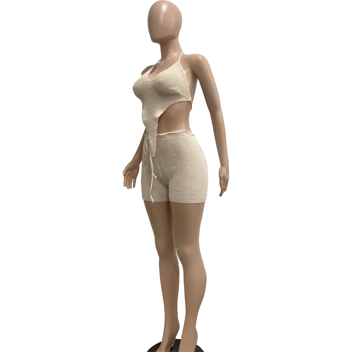 Fashion sexy sleeveless knitting two piece shorts set 17