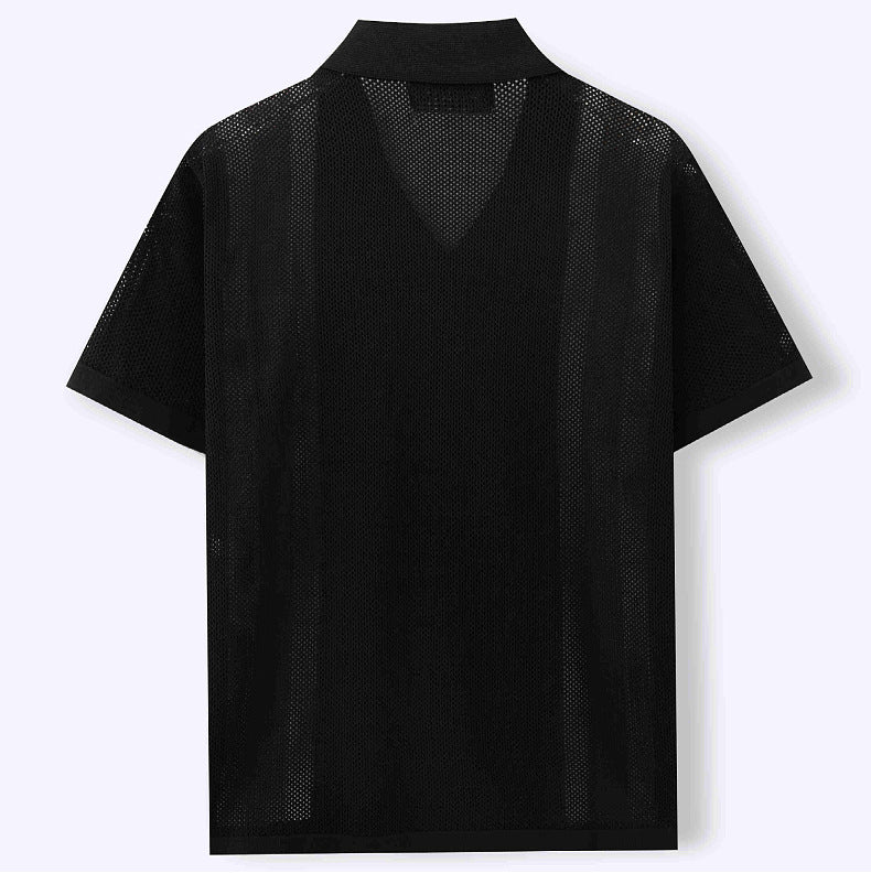 Men's Short Sleeve Knitting Polo Top 10