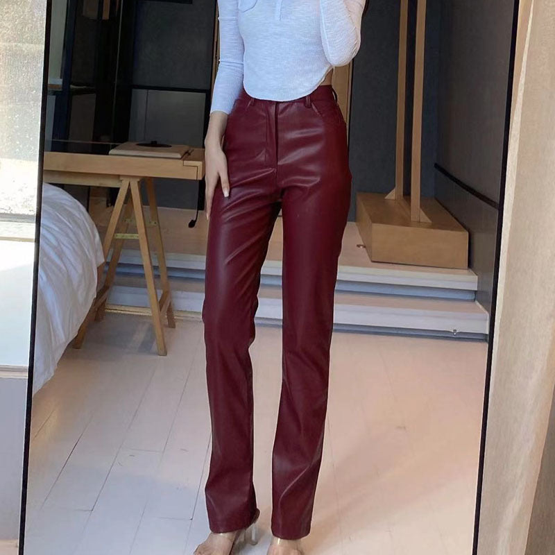 Women Stretch Pu Leather Pants 12