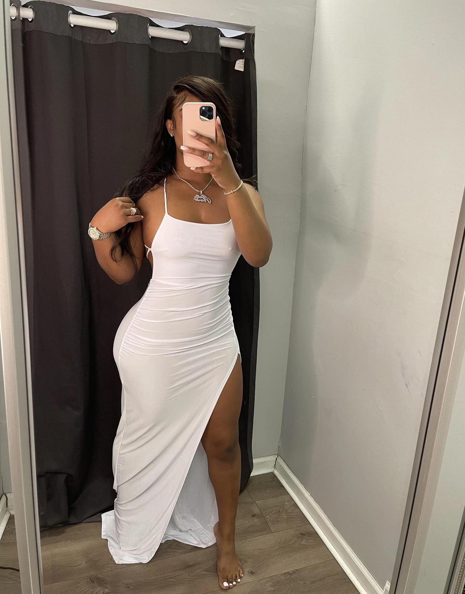 Women's Clothing Spring Summer Fashion Sexy Sling Pure Color Dress 3