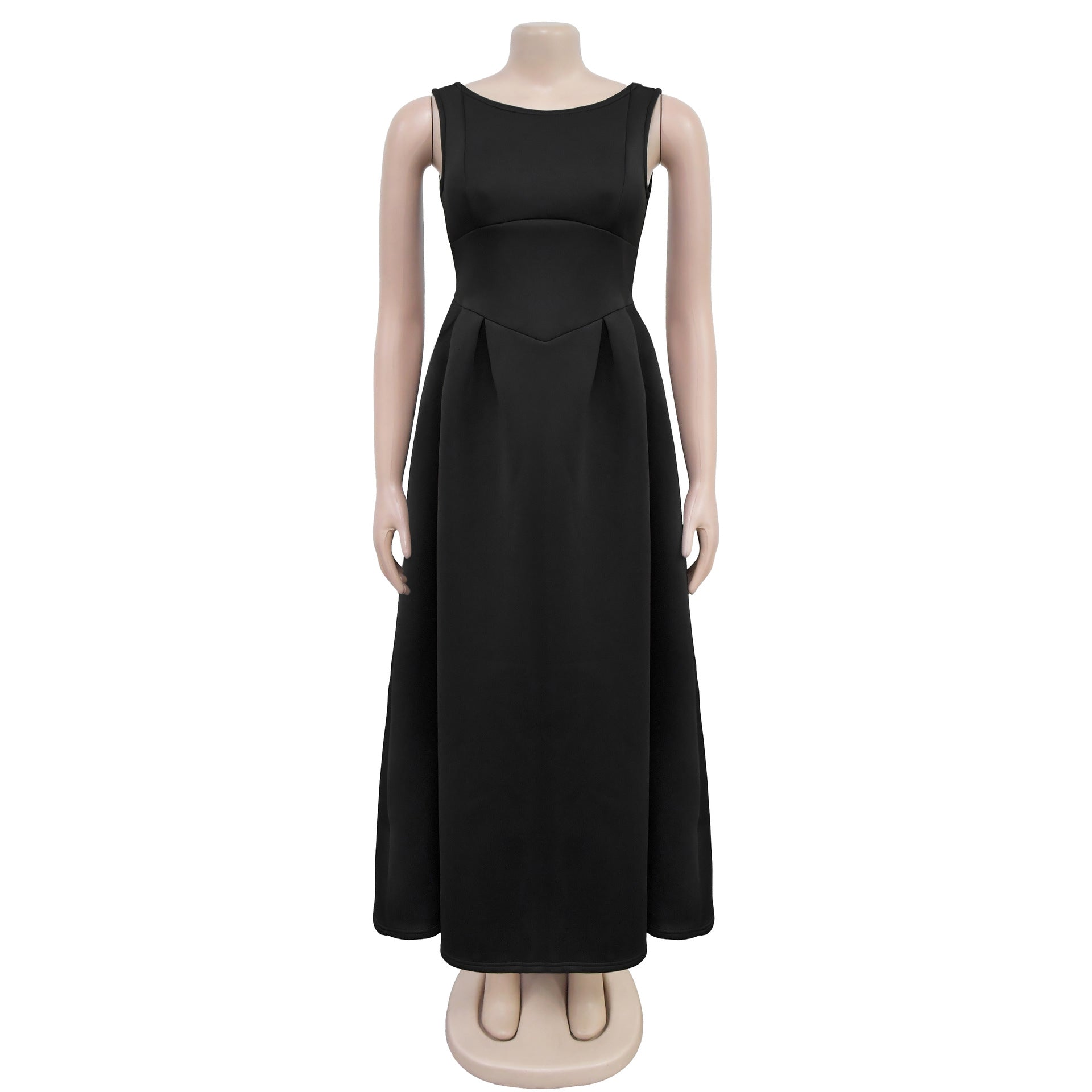 Fashionable women's Low Back retro sleeveless Backless A-line long dress 12