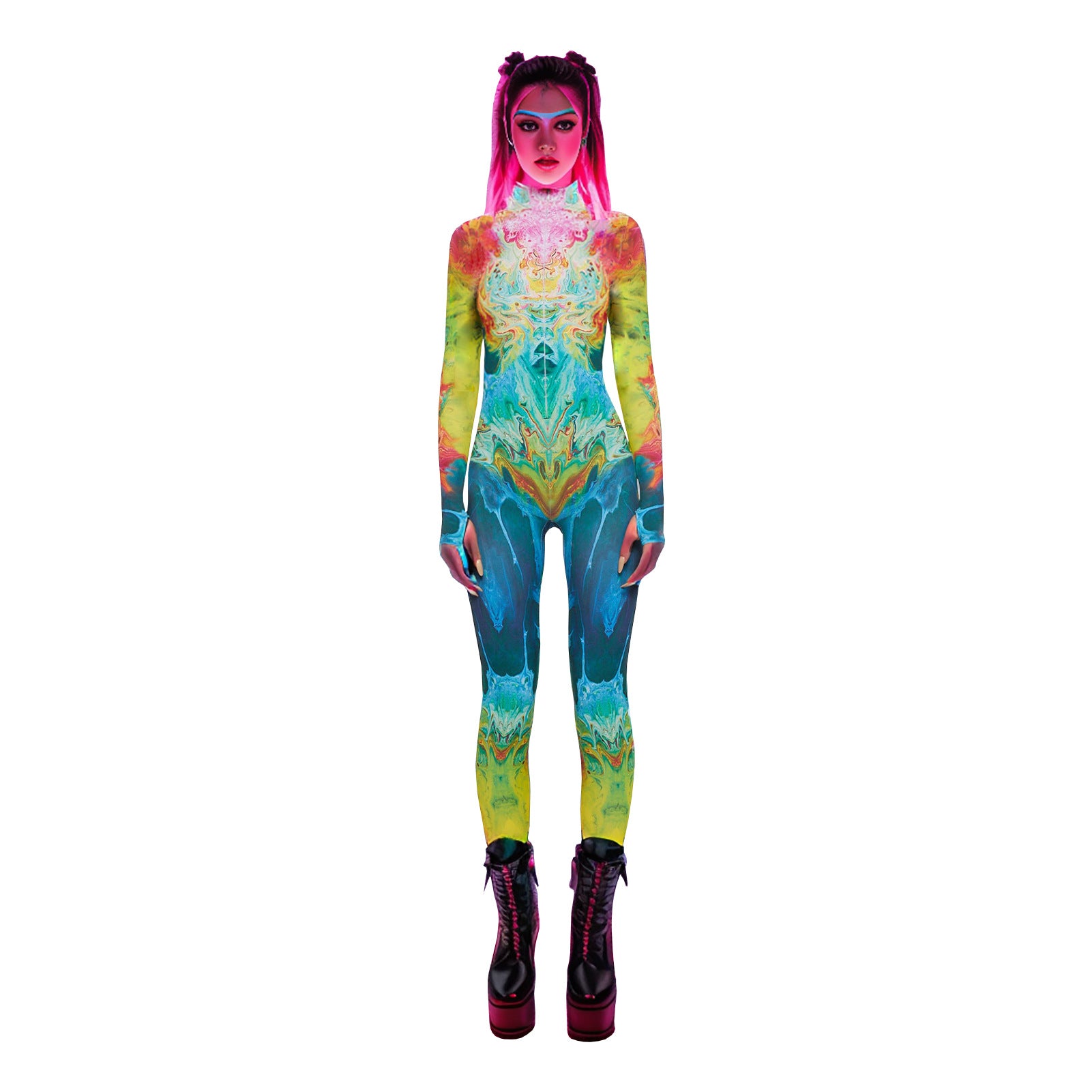 Women's Fashion Printed Zipper Slim Jumpsuit 10