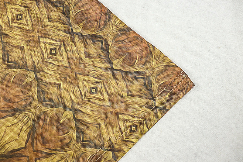 Elegant Women's Slim Waist Semi-Sheer Printed Round Neck Long Sleeve A-Line Dress 15