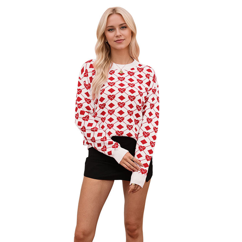 Women Autumn/Winter Heart Valentine's Day Sweater 21