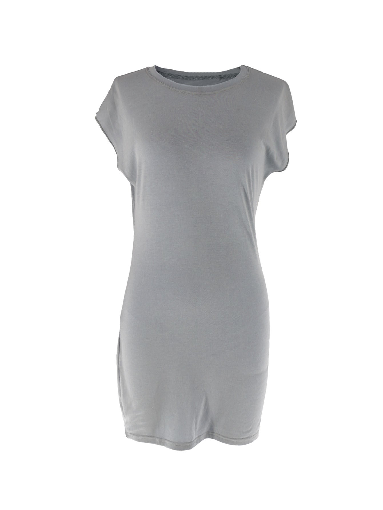 Women Summer Solid Sleeveless Round Neck Stretchy Dress 10