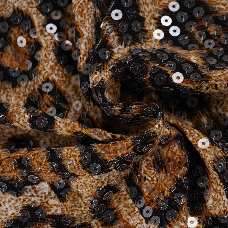 Sexy Side Lace-Up Leopard Print Bodycon Short Skirt with Sequins 21