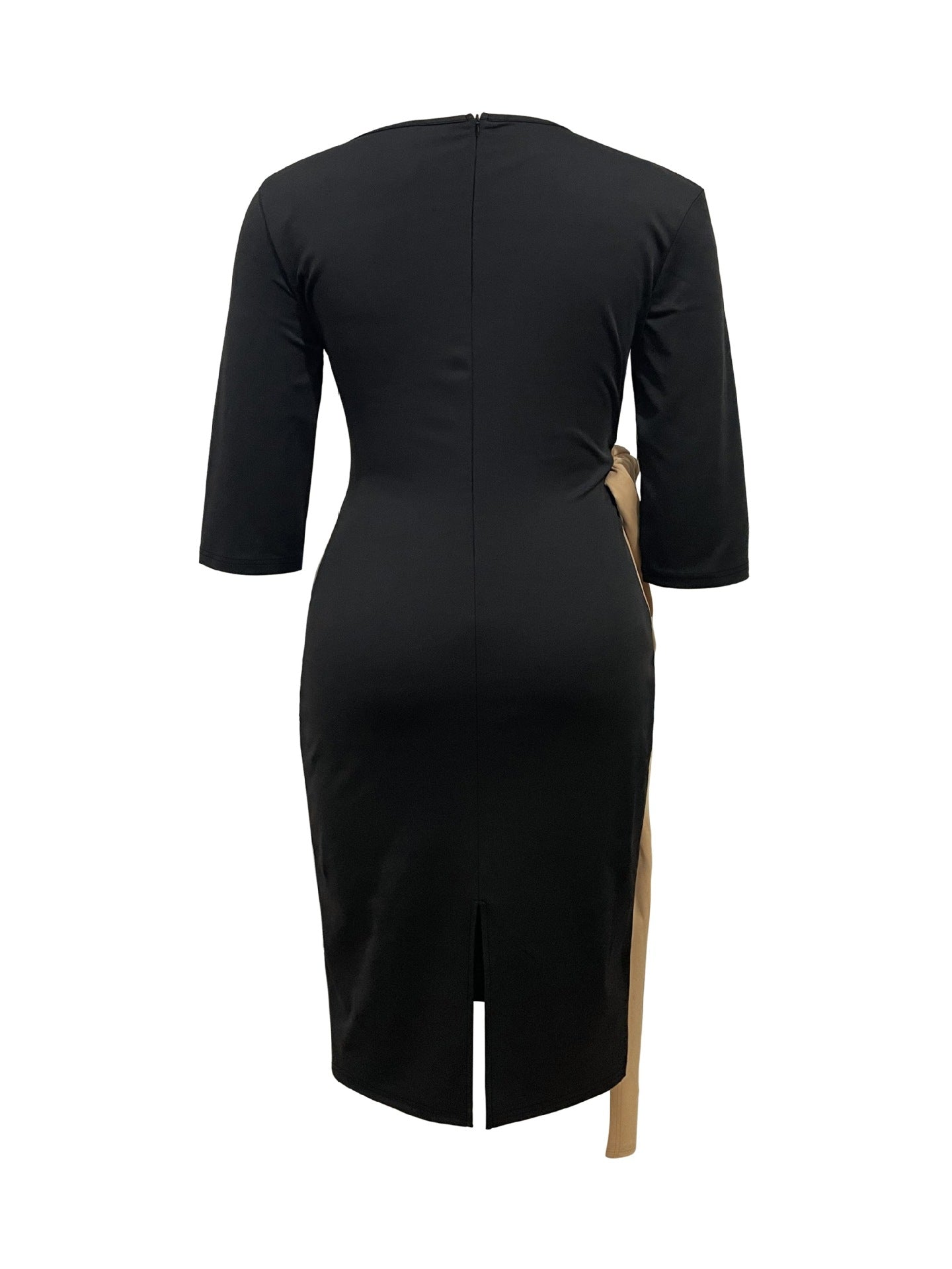 Women Colorblock Patchwork Lace-Up Dress 5