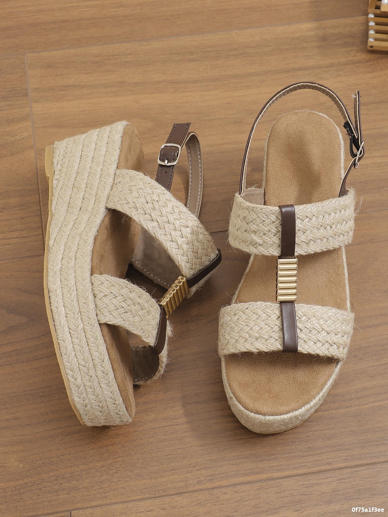 Women hemp rope woven wedge sandals 8