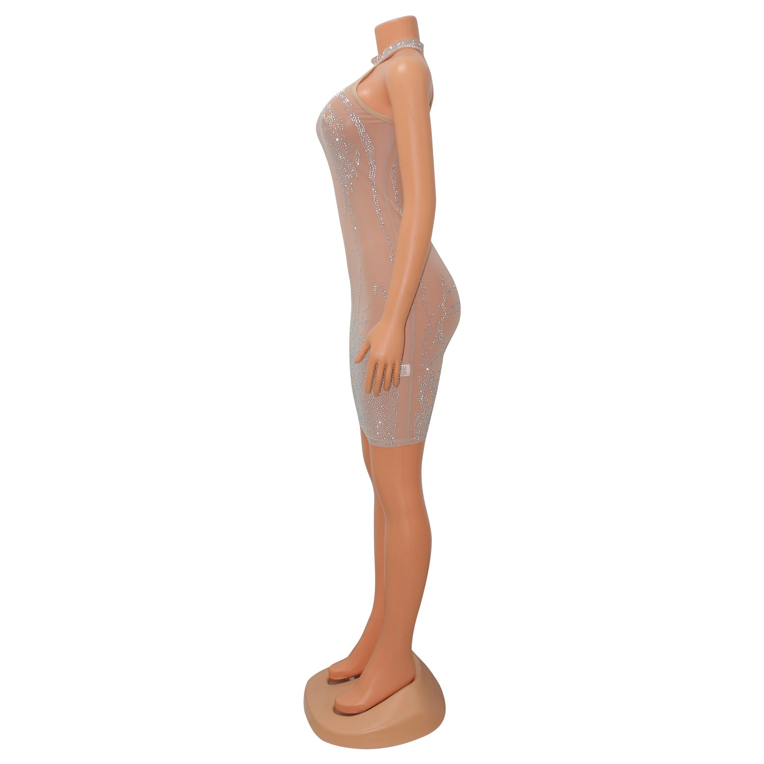 Summer Women's Sexy Tight Fitting Mesh Beaded See-Through Nightclub Ladies Dress 8