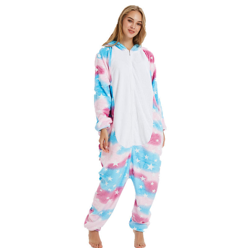 Exclusive flannel parent-child cartoon animal one-piece pajamas 6