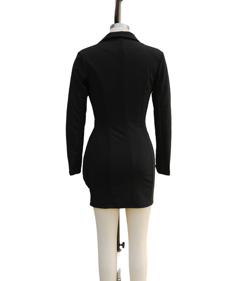 Women's Fashion Chic Elegant Solid Color Slim Waist Career Flounce Midi Dress 7