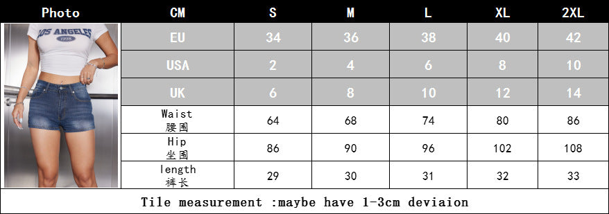 Women's Stretch Embroidered Straight Shorts Washed Denim Pants 6