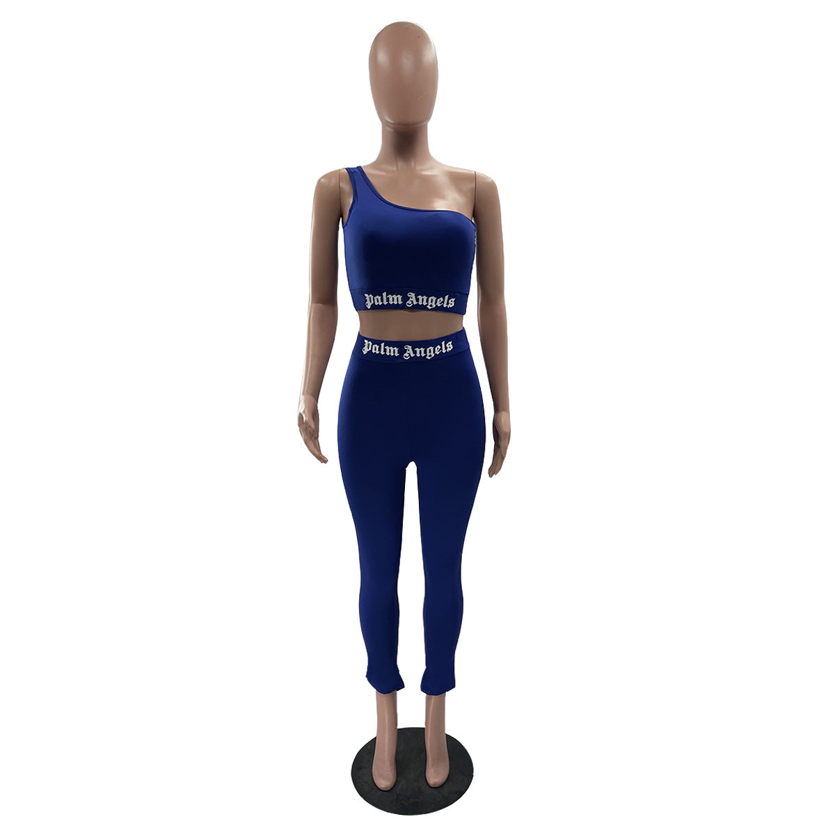 Women's Solid Color Fashion Letter Print Casual Tight Sports Two Piece Pants Set 8