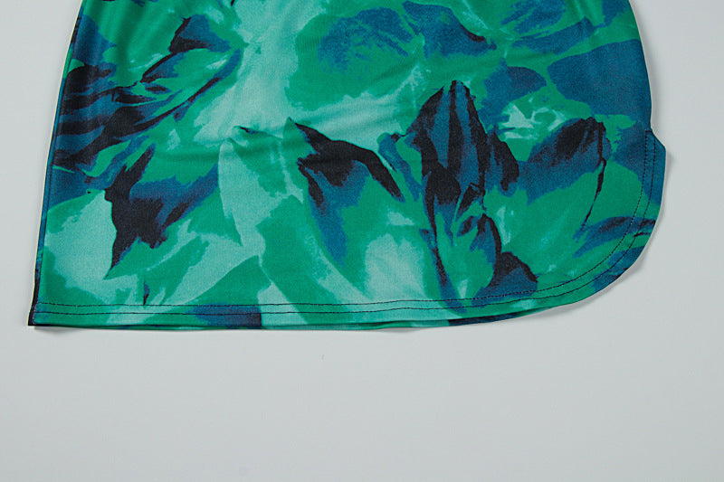 Women Summer Tie-Dye Gathered Bodycon Dress 22