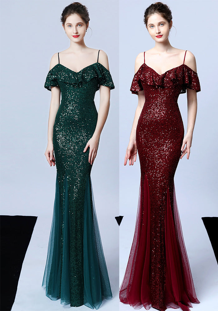 Long-Sleeve Slim Fishtail Wedding Dress Elegant Bridal Evening Gown