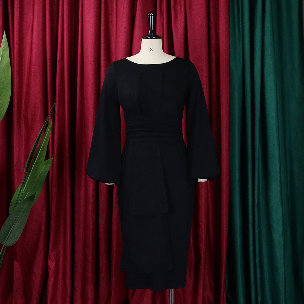 Women's Solid Color Professional Fashion Chic Plus Size Elegant African Dress 37