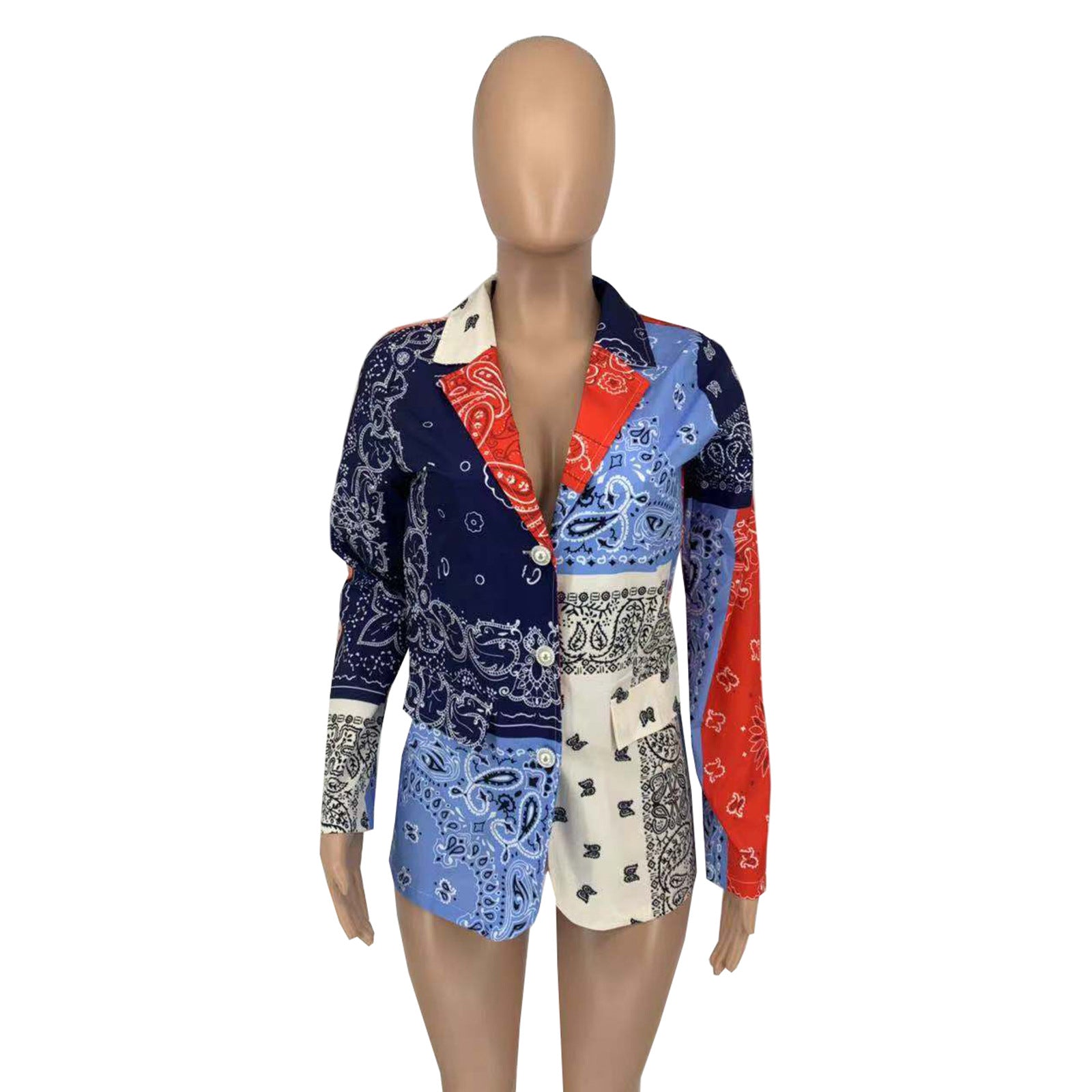 Women Casual Autumn and Winter Paisley Print Blazer 10