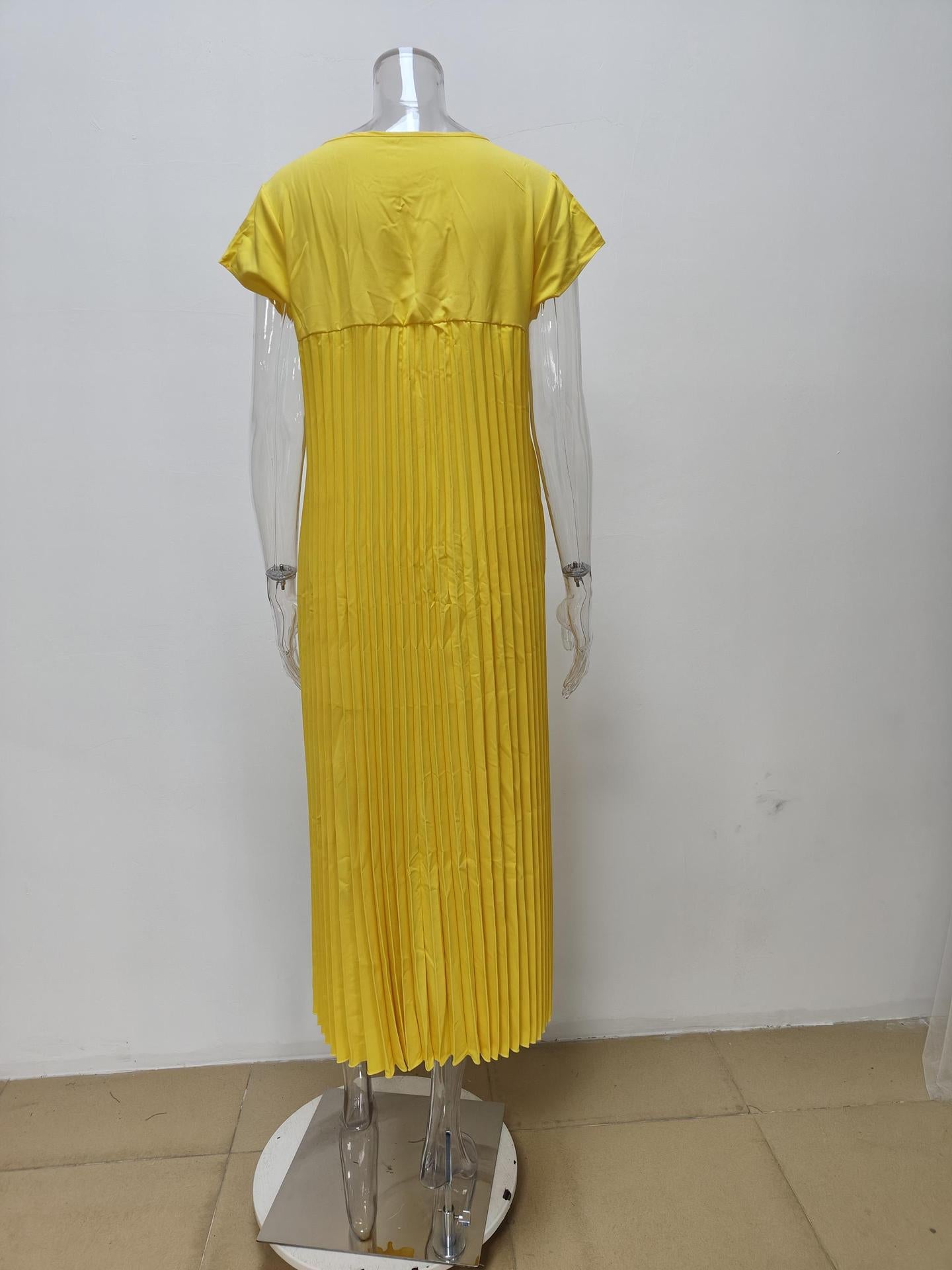 Autumn women's elegant fashion Round Neck sleeveless pleated long dress 28