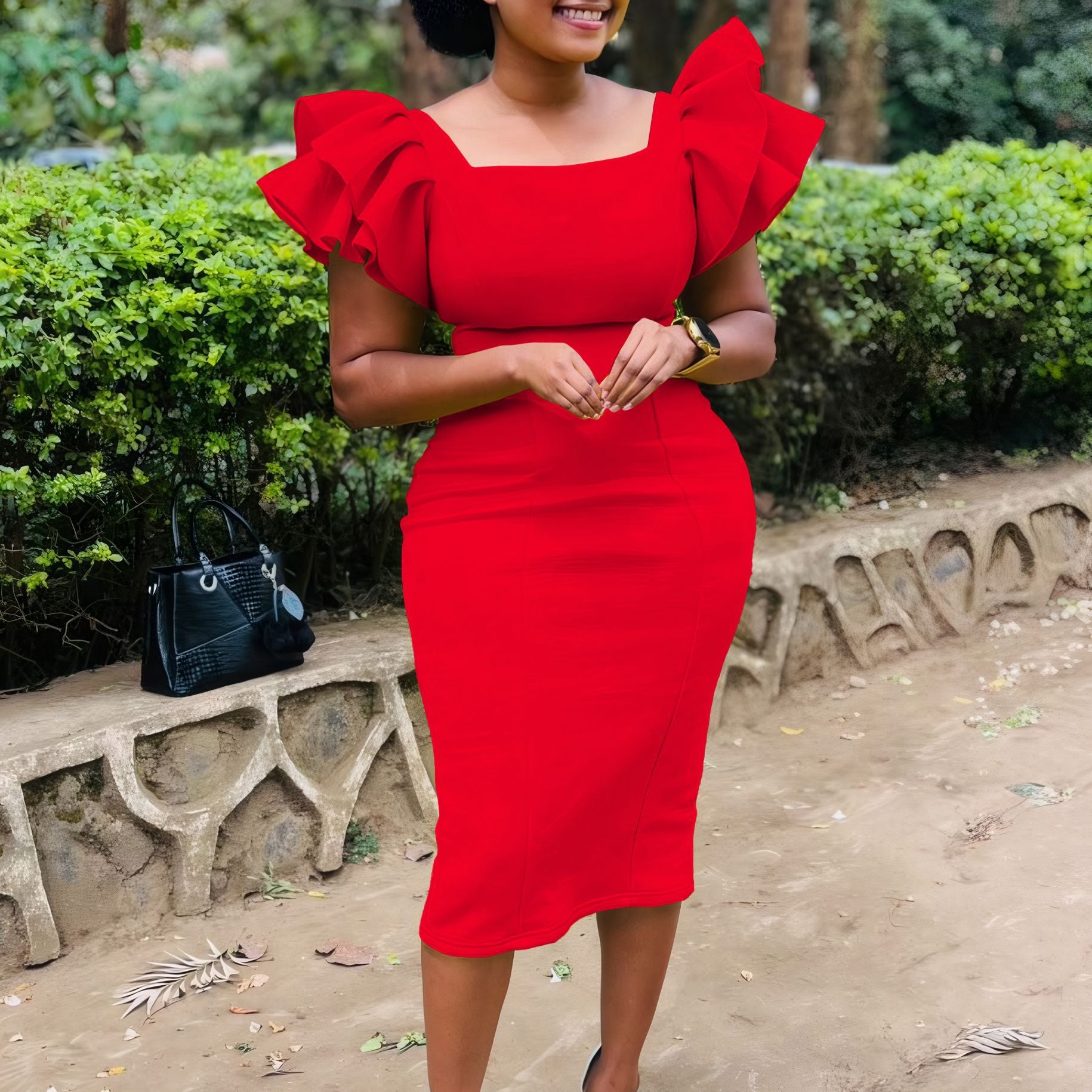 Women solid bodycon African dress