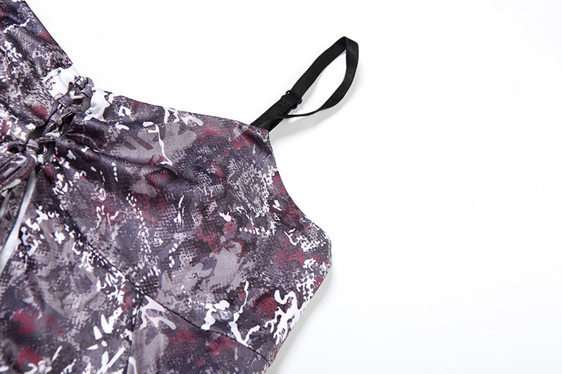 Women summer trendy print sleeveless top and shorts two piece set 11