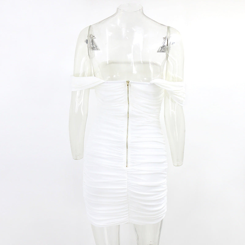 Womens Sexy Off Shoulder Backless Ruffled Mini Dress 18