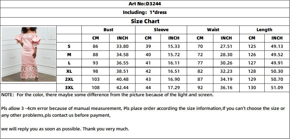 Women's Clothing Off Shoulder Lace Patchwork Puff Sleeve Formal Party Evening Dress 13