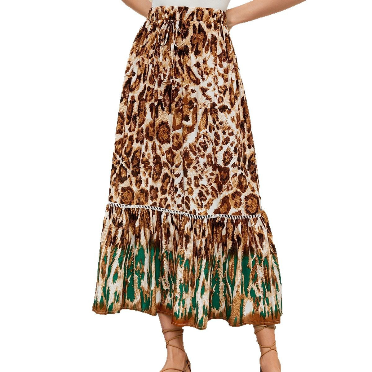 Women Leopard Print Bohemian Beach Holidays Skirt 6