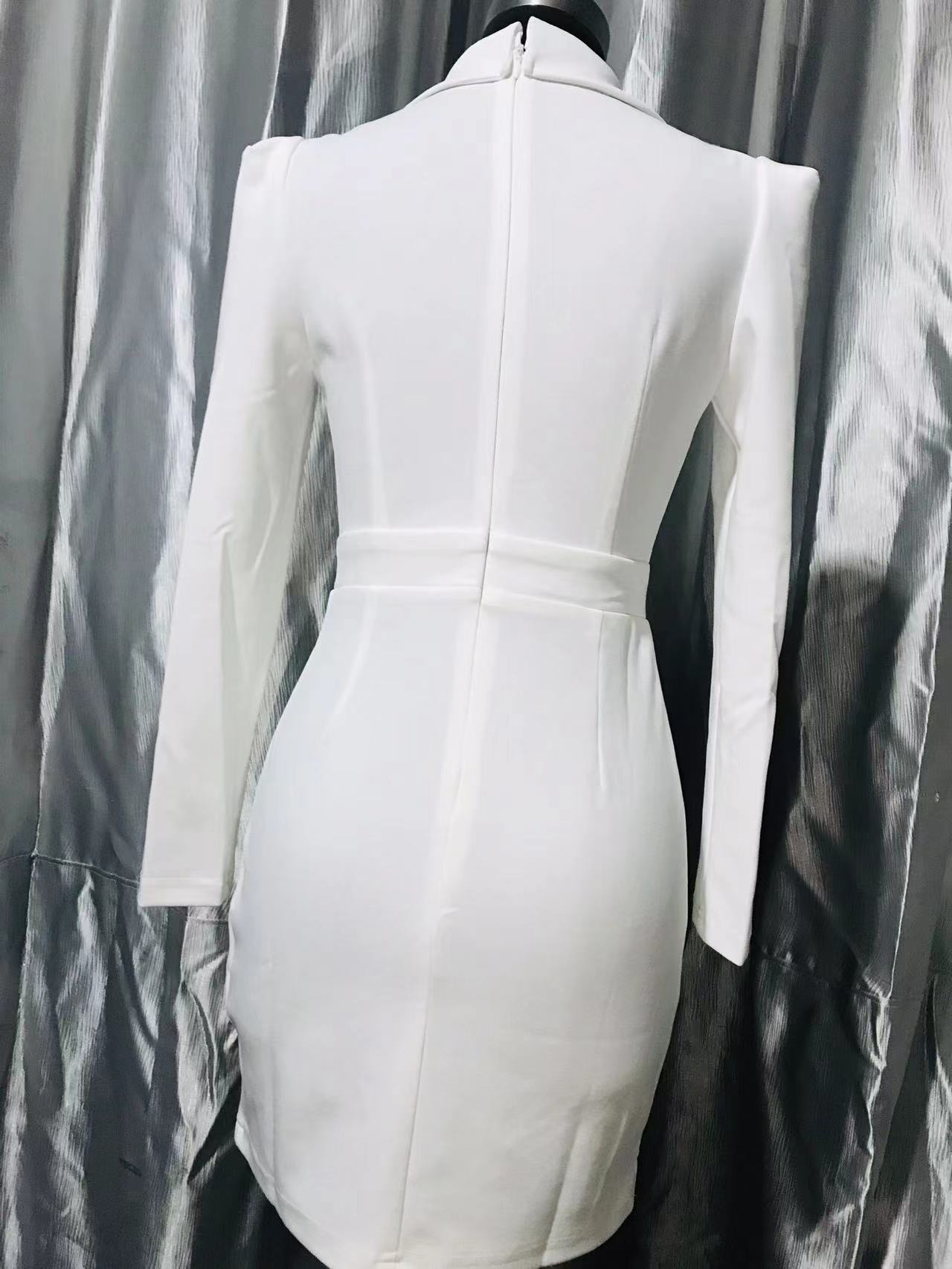 Turndown Collar Slim Professional Dress 11